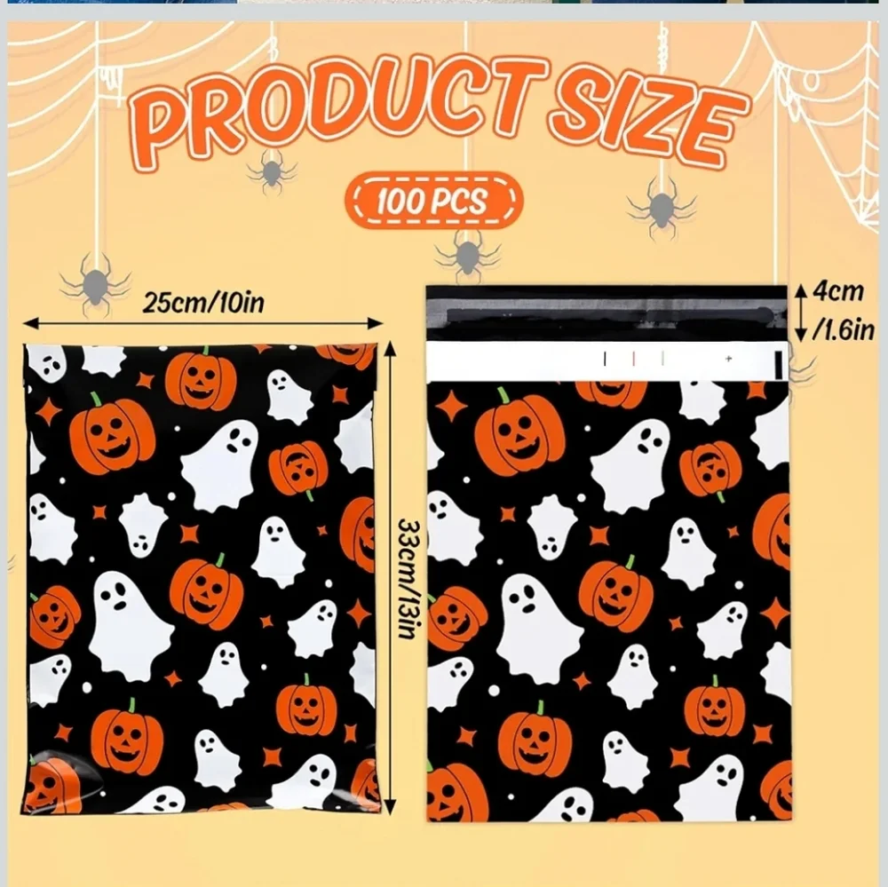 10x13 Poly Mailers Ghosts and Pumpkins (25)‎